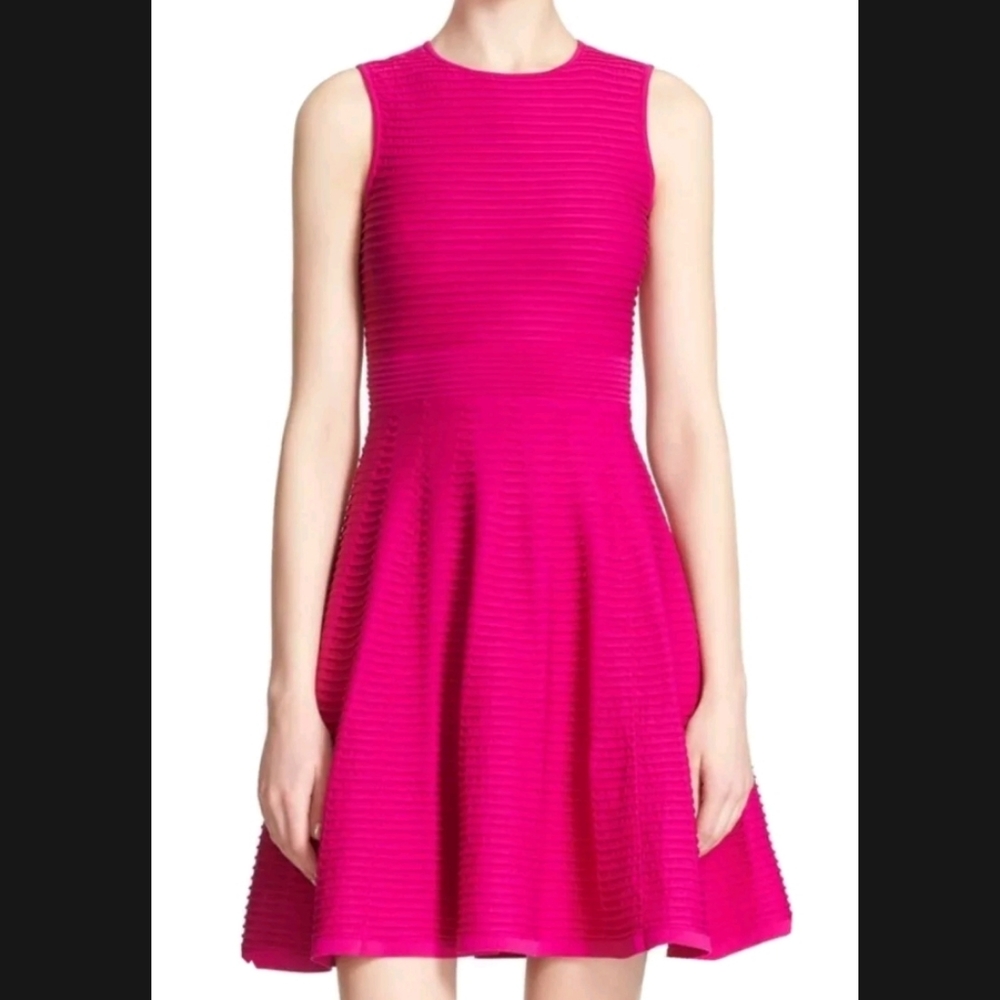 TED BAKER Pink KNIT FIT AND FLARE DRESS